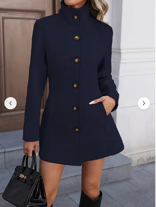 Manteau Mi-Long Boutonné — Bleu marine